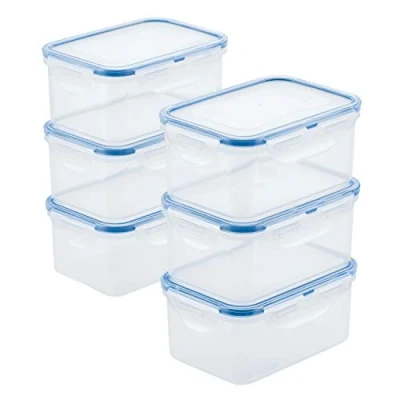 Afbeelding van Lock &amp; Easy Essentials Voedselbewaardozen, transparant, 590 ml, 6 stuks