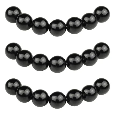 Afbeelding van MJDCB 45 stuks zwarte onyx kralen om te rijgen, met gat, rond, natuurlijk, voor het maken van sieraden, armbanden, halskettingen