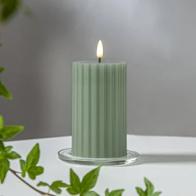 Afbeelding van Star Trading LED kaars van echte was &#039;Flame Stripe&#039;, flikkerend, groen, 15cm