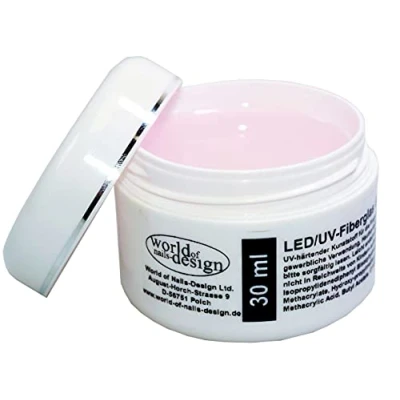 Image de Gel de construction LED/UV en fibre verre 30 ml Rose transparent clair monophase
