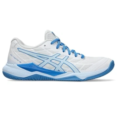 Afbeelding van Asics Geltactic 12 Volleybalschoenen, Dames, Maat: 43.5, White/light blue Textiel/ synthetisch