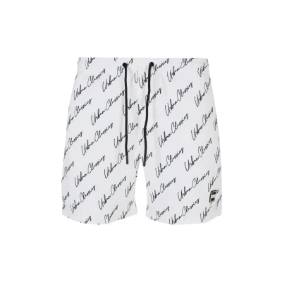 Afbeelding van Urban Classics Pattern Zwemshorts, Heren, Maat: 3XL, Whitescriptlogo