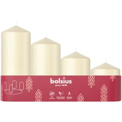 Afbeelding van Bolsius Stompkaars 4 stuks per verpakking Soft Pearl
