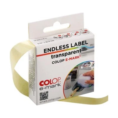 Image de COLOP e mark étiquettes continues transparentes 14 mm x 8 m