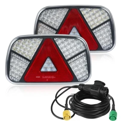 Afbeelding van AOHEWEI Achterlichtset voor aanhanger, 12 V, 24 waterdicht, omgekeerde mistreflector met 13 polige stekker, 6 aderige kabel, 5,5 m lang, vrachtwagen, caravan, bestelwagen, tractor
