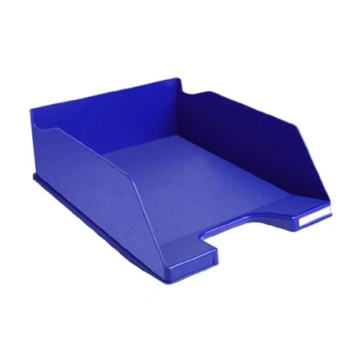 Afbeelding van Exacompta Ref. 115104D set van 4 brievenbakken COMBO MAXI afmetingen: 34,7x25,5x10,3 cm voor documenten in A+ formaat kleur nachtblauw Blue Angel gecertificeerd capaciteit 750 vel