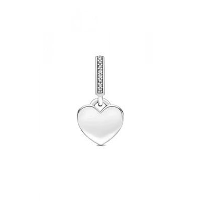 Afbeelding van Pandora Charm hart gegraveerd 798761C01 zilver, één maat, Metaal, zirkonia, zirkonia