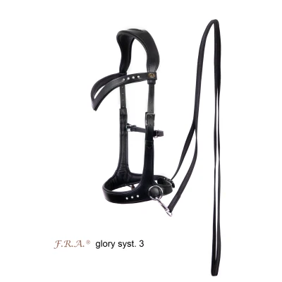 Image de F.R.A. Bride Glory Side Pull Cuir avec Perles Noir Poney