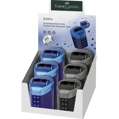 Afbeelding van Faber Castell puntenslijper RollOn sparkle duo display 6 stuks assorti kleur FC 183910