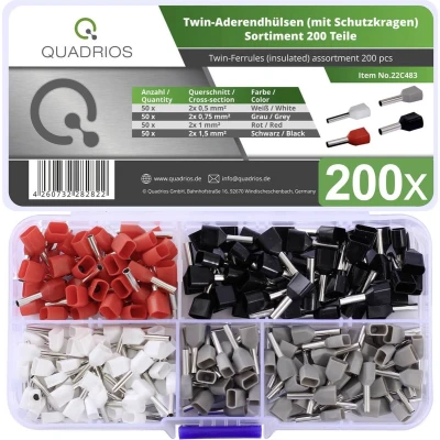 Afbeelding van Quadrios 22C483 Assortiment adereindhulzen 0.5 mm², 0.75 1.0 1.5 mm² Deels geïsoleerd 200 stuk(s)