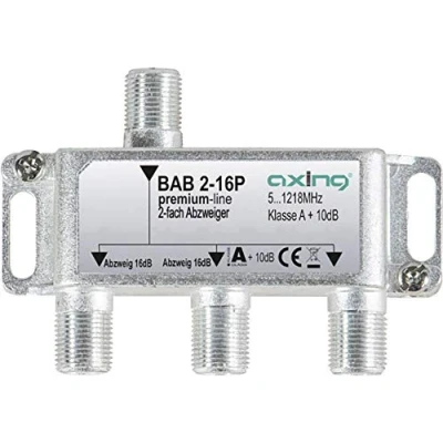 Image de Axing bab 2?16p dérivateur 2 directions 16db télévision par câble catv multimédia dvb t2 classe a + 10 db, 5?1218 mhz métal