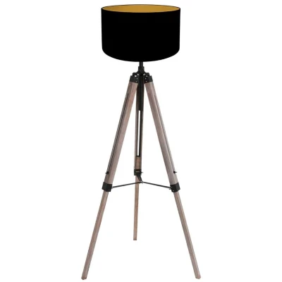 Afbeelding van Mexlite vloerlamp Triek zwart hout 75 cm E27 fitting 4107ZW