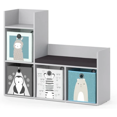 Afbeelding van Vicco Kinderboekenkast Luigi, Grijs, 107.2 x 88.6 cm met 2 vouwboxen opt.1