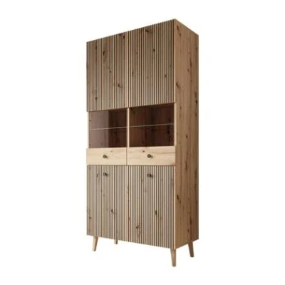 Afbeelding van Meubella Vitrinekast Bali Eiken 91 cm