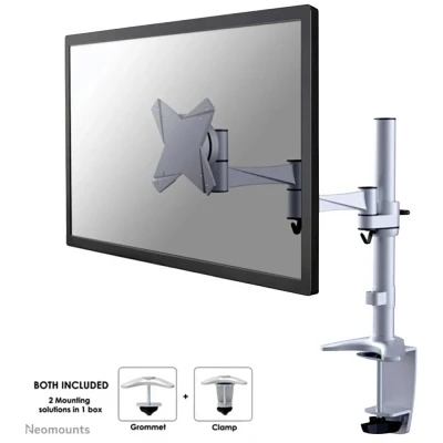 Afbeelding van Neomounts FPMA D1330SILVER Monitor tafelbeugel 1 voudig 25,4 cm (10) 76,2 (30) Zilver In hoogte verstelbaar, Kantelbaar, Zwenkbaar, Roteerbaar