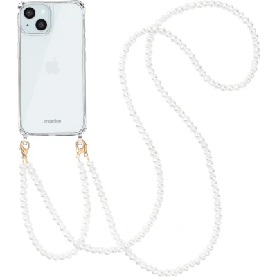 Afbeelding van imoshion Hoesje Geschikt voor iPhone 15 met koord Backcover + armband Parels 2.0 transparant