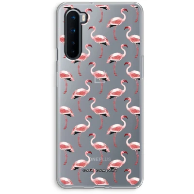 Afbeelding van Case Company® hoesje geschikt voor OnePlus Nord Flamingo Soft Cover Telefoonhoesje Bescherming aan alle Kanten en Schermrand