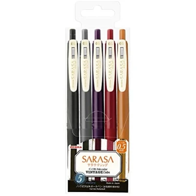 Afbeelding van Zebra Sarasa JJ15 5C VI2 Gel balpen met rubberen grip, vintage kleuren, 0,5 mm, 2 stuks