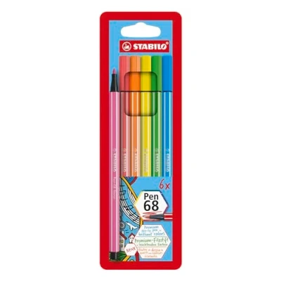 Image de STABILO PEN68 6 FEUTRES FLUO