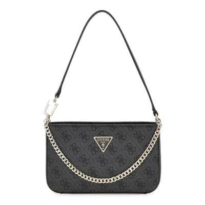 Afbeelding van GUESS Schoudertas Noelle II Mini Top Zip Shoulder Bag Coal Logo Donkergrijs