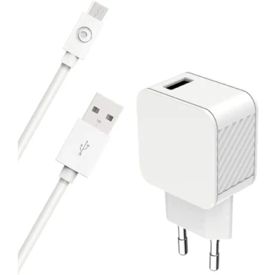 Afbeelding van BIGBEN Connected Netspanningsadapter 100% hergebruikt plastic 2.4 A Smart IC (USB) op kabel: Micro USB wit