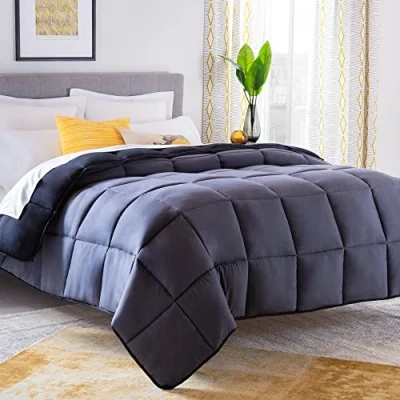 Afbeelding van Linenspa 4 seizoenen Dekbed in microvezel Ultra zacht, 220 x 240 cm, 2 personen, deken Zwart/Grijs Grafiet