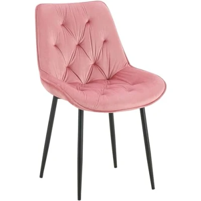 Afbeelding van CLP Wallace Eetkamerstoel Zonder armleuning Metalen frame Vloerbeschermers Velvet Fluweel roze
