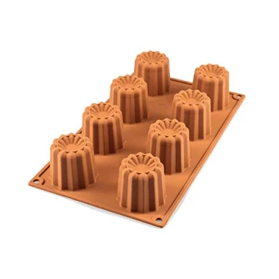 Afbeelding van Silikomart 20.050.00.0060 SF050 Bordeaux vorm, 8 bakjes, siliconen, terracotta