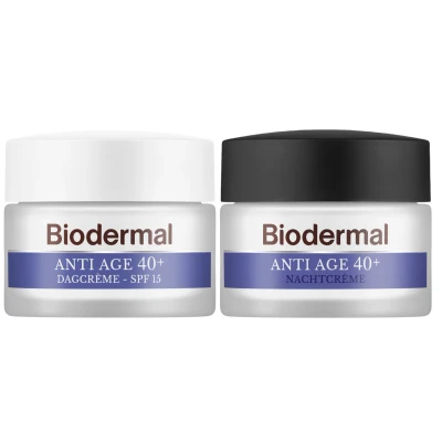 Afbeelding van Combiset Biodermal Anti Age 40+ Gezichtsverzorgingsroutine Dag en Nachtcrème 2 stuks