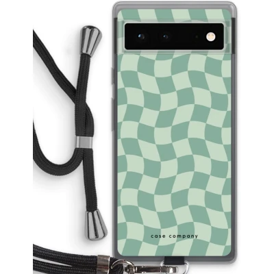 Afbeelding van Case Company® hoesje met Koord geschikt voor Google Pixel 6 Grid Groen Telefoonhoesje Zwart Bescherming aan alle Kanten en Over de Schermrand