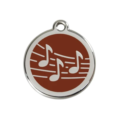 Afbeelding van Music Brown roestvrijstalen hondenpenning medium/gemiddeld dia. 3 cm RedDingo