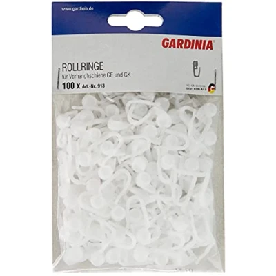 Afbeelding van GARDINIA Ringen met haken voor de modellen gordijnroedes GE en P2U, 100 stuks, uv bestendig, kunststof, wit