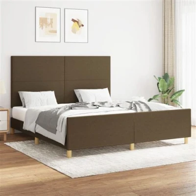 Afbeelding van vidaXL Bedframe met hoofdbord stof donkerbruin 160x200 cm