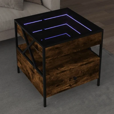 Afbeelding van Salontafel met Infinity LED 50x50x51 cm gerookt eikenkleurig