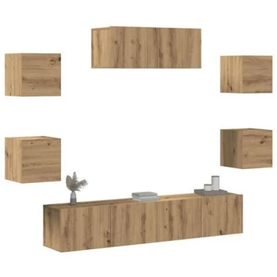 Afbeelding van vidaXL 5 delig Tv meubelset wandmontage artisanaal eiken