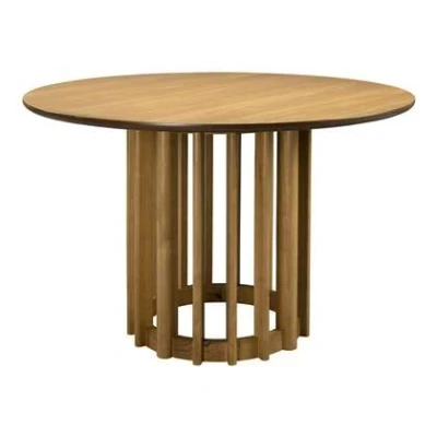 Afbeelding van Dutchbone Barlet Eettafel Rond 120 cm Hout Eiken Bruin