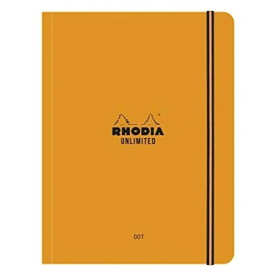 Afbeelding van RHODIA 118968C elastisch notitieboek Unlimited oranje A5 16 x 21 cm gestippeld 120 afneembare pagina&#039;s wit Clairefontaine papier 80 g/m² fluweelzacht gevoel onbeperkt