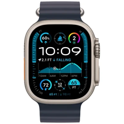 Afbeelding van Apple Watch Ultra 2 GPs + Cellular 49mm Navy Ocean Band Natural Titanium