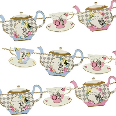 Afbeelding van Talking Tables Alice in Wonderland slinger wimpels decoratie papier, 4 m