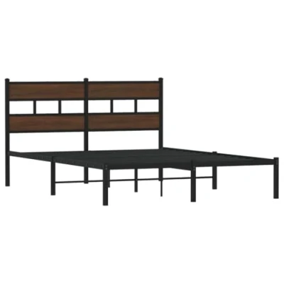 Afbeelding van Bedframe met hoofdbord zonder matras bruin eiken 160x200 cm