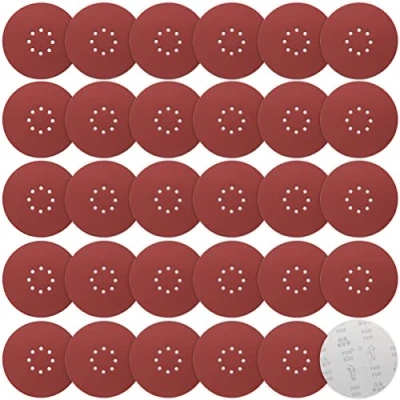 Afbeelding van STEBRUAM schuurschijven 225 mm, korrel 600, 30 22,9 cm, grote ronde slijpschijven met 8 gaten voor giraffen, gipsplaten