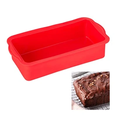 Afbeelding van Relaxdays 10027254 taartvorm, rechthoekig, 28,5 cm, siliconen, antiaanbaklaag, hittebestendig, Pro, rood
