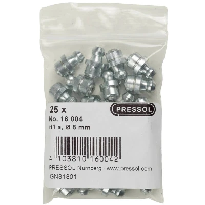 Afbeelding van Pressol Conische smeernippel H1 A recht, Ø 8 mm V. 25 stuk(s)