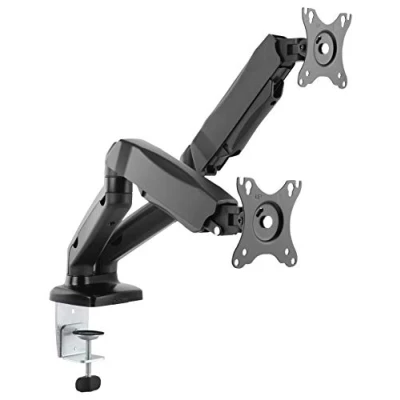Afbeelding van ICY BOX IB MS304 T, Monitorständer mit Tischhalterung für 2 Monitore bis zu 27&#039;&#039; (68 cm) Monitor tafelbeugel voudig 68,6 cm (27) Zwart Kantelbaar, Zwenkbaar,