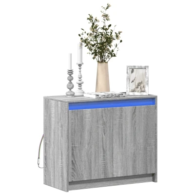 Afbeelding van Dressoir met LED 72x34x61 cm bewerkt hout grijs sonoma eiken