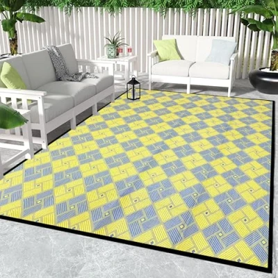 Afbeelding van ARSUK Outdoor tapijt, waterdicht, 210 x 150 cm, picknickdeken, lichte opvouwbare kunststof, omkeerbare mat voor strand, camping, tuin, camper, terras, balkon
