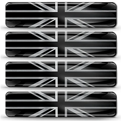Afbeelding van Biomar Labs® 4 x 3D flexibele stickers Britse vlag VK GB UK Union Jack zilveren zelfklevend voor decoratie auto motorfiets tuning F 127