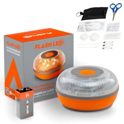 Afbeelding van FLASH LED SOS Noodverlichting V16 aangesloten DGT 3.0 goedgekeurd, SIM en dataservice inbegrepen tot 2038, magnetische basis, water stofdicht IP54 + mini set