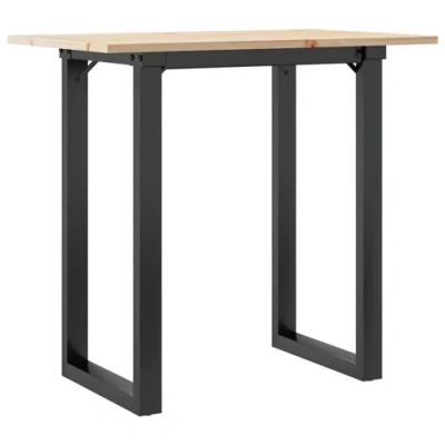 Afbeelding van vidaXL Eettafel O frame 80x50x75 cm massief grenenhout en gietijzer