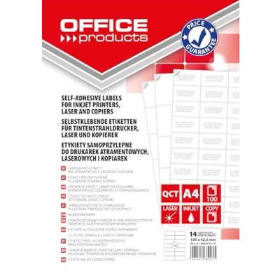 Afbeelding van Office Products 100 vellen zelfklevende etiketten 105 x 42,3 mm DIN A4 wit economische bedrukbare adreslabels